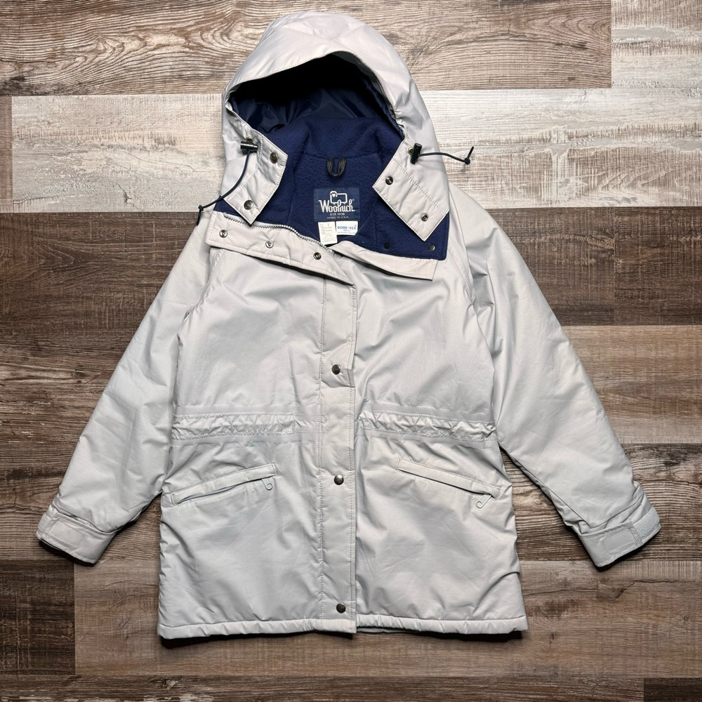 Vintage 80s 90s Woolrich Gortex Gray Hooded Jacket Mens Small Made in USA